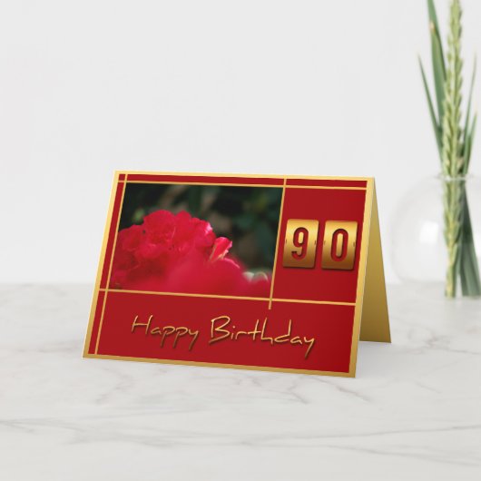 第90誕生日のシャクナゲの引用文の挨拶状 カード (正面)