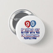 第90誕生日のデザイン 缶バッジ (正面&裏面)