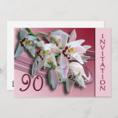 第90誕生日のパーティの招待状-蘭 招待状 (正面/裏面)