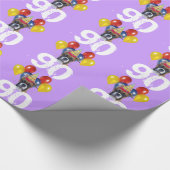 第90誕生日のボクサー犬の紫色のギフトの包装紙 ラッピングペーパー (角)