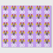 第90誕生日のボクサー犬の紫色のギフトの包装紙 ラッピングペーパー (フラット)