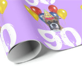 第90誕生日のボクサー犬の紫色のギフトの包装紙 ラッピングペーパー (ロールコーナー)