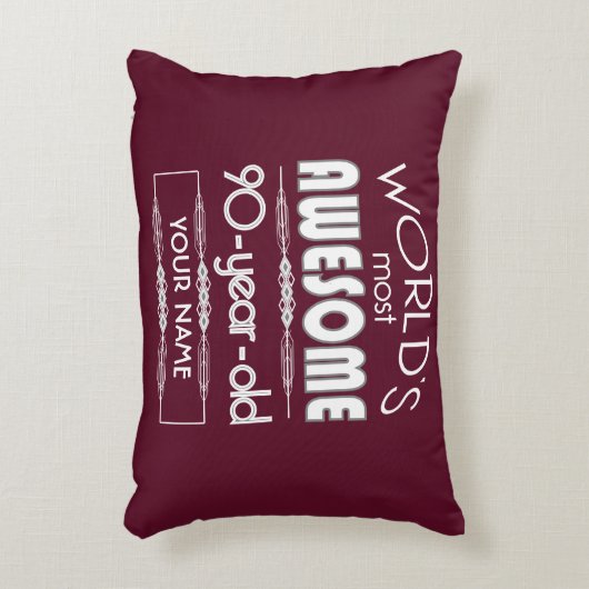 第90誕生日の世界の最も最高のですばらしいえんじ色のあずき色 アクセントクッション (正面(垂直))