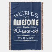 第90誕生日の世界の最も最高のですばらしい濃紺 スローブランケット (正面縦)