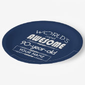 第90誕生日の世界の最も最高のですばらしい濃紺 ペーパープレート (アングル)