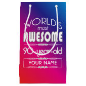 第90誕生日の世界の最も最高のですばらしい虹 スモールペーパーバッグ (正面)