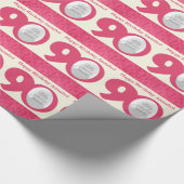 第90誕生日の写真のおもしろいのクリームのピンクに包むこと ラッピングペーパー (角)