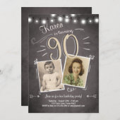 第90誕生日の招待状のヴィンテージ90の誕生日 招待状 (正面/裏面)