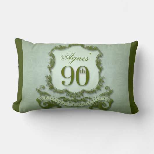 第90誕生日の腰神経の枕メッセージの背部を緑化して下さい ランバークッション (正面)