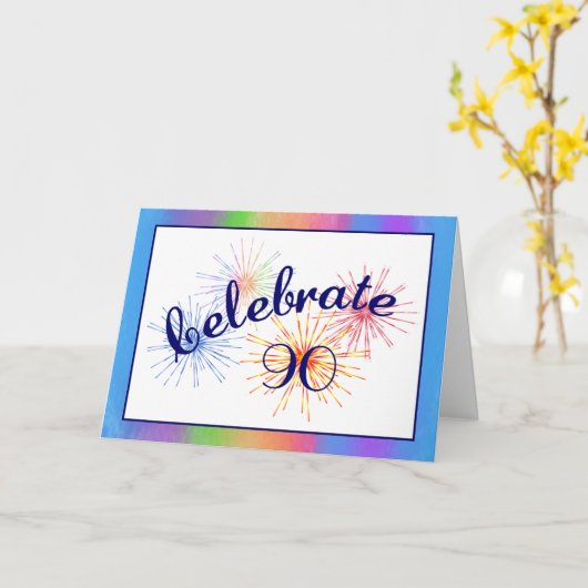 第90誕生日の花火 カード (黄色い花)