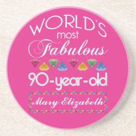 第90誕生日ほとんどのすばらしくカラフルな宝石のピンク コースター