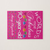 第90誕生日ほとんどのすばらしくカラフルな宝石のピンク ジグソーパズル (横)