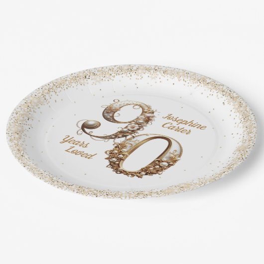 第90誕生日エレガントパーティー ペーパープレート (アングル)