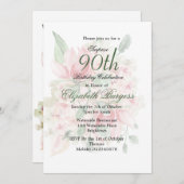 第90誕生日エレガントフローラバラ誕生日 招待状 (正面/裏面)