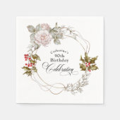 第90誕生日エレガントフローラ12月 スタンダードカクテルナプキン (正面)