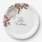 第90誕生日エレガント12月フローラ ペーパープレート (正面)