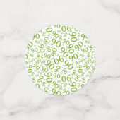 第90誕生日クールな数パターン緑および白 コンフェッティ (スモール正面)