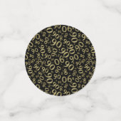 第90誕生日クールな数パターン金ゴールドおよび黒 コンフェッティ (スモール正面)