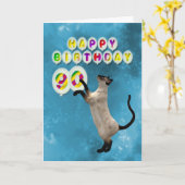 第90誕生日シャム猫カード カード (黄色い花)