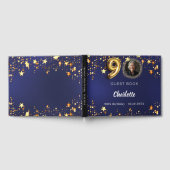 第90誕生日ネイビー青金ゴールド星写真 ゲストブック (全面)
