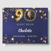 第90誕生日ネイビー青金ゴールド星写真 ゲストブック (正面)