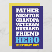 第90誕生日ヒーローパーティの招待状 招待状 (正面/裏面)