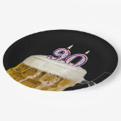第90誕生日ビールオンブラック紙プレート ペーパープレート (アングル)