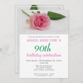 第90誕生日ピンクローズフラワーパーティー 招待状 (正面/裏面)