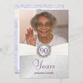 第90誕生日フォト招待状-プライベートforエリー 招待状 (正面/裏面)