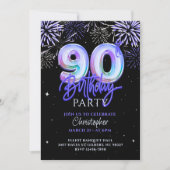 第90誕生日ブルー花火フォイルバルーンへ 招待状 (正面)