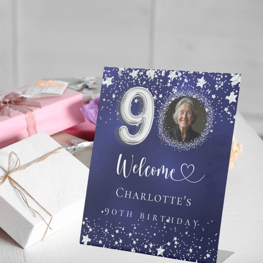 第90誕生日ブルー・シルバー・スターズ写真歓迎 台座サイン