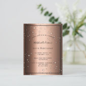 第90誕生日ブロンズ茶色の黒いバブル招待 ポストカード (スタンド正面)