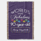 第90誕生日モストファヴルーカラフルムズパープル スローブランケット (正面縦)