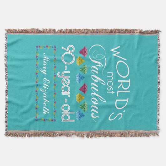 第90誕生日モストファヴルージュカラフルムターコイズ スローブランケット (正面)