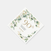 第90誕生日ユーカリ スタンダードカクテルナプキン (角)