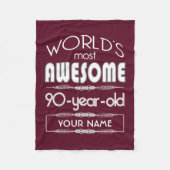 第90誕生日世界最高の素晴らしい濃い赤マルーン フリースブランケット (正面)