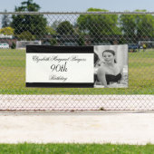 第90誕生日写真エレガントパーソナル白黒 横断幕 (インサイチュ)