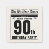 第90誕生日古新聞ヴィンテージカスタムパーティー スタンダードカクテルナプキン (正面)