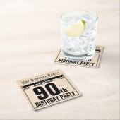 第90誕生日古新聞ヴィンテージカスタム スクエアペーパーコースター (インサイチュ)