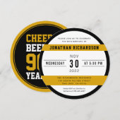 第90誕生日応援とビールから90年モダン 招待状 (正面/裏面)