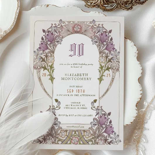 第90誕生日招待状アールヌーボー・W・モリス 招待状