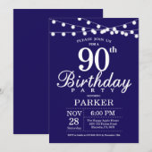 第90誕生日招待状ネイビーブルー 招待状 (正面/裏面)