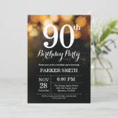 第90誕生日招待状金ゴールドグリッター 招待状 (スタンド正面)