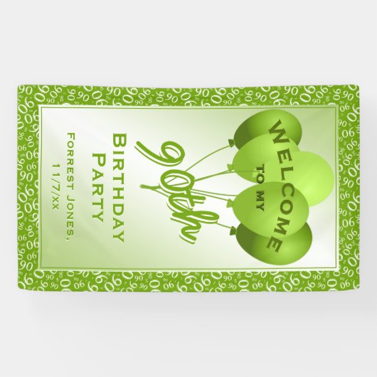 第90誕生日数パターンを-緑か白歓迎して下さい 横断幕 (横)