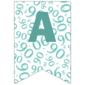 第90誕生日数パターンティール(緑がかった色)および白 バンティングフラッグ (第3の旗)