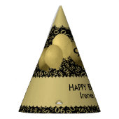 第90誕生日数パターン金ゴールドか黒の帆立貝 パーティーハット (左)