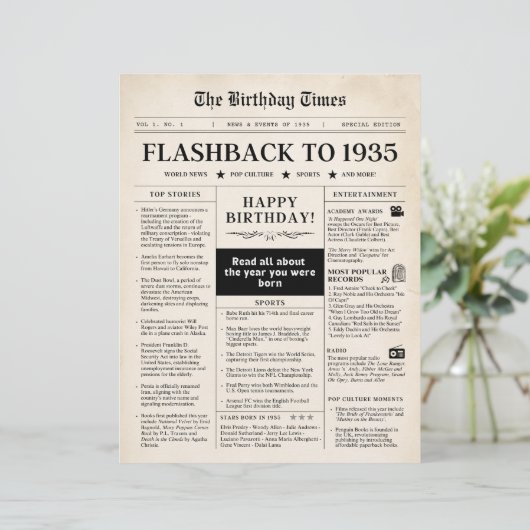 第90誕生日新聞1935セピア (スタンド正面)