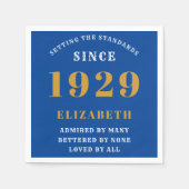 第90誕生日標準生まれ1929青金ゴールド スタンダードカクテルナプキン (正面)