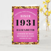 第90誕生日標準1931生まれピンク金ゴールド星 カード (黄色い花)