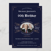 第90誕生日海軍金ゴールドヴィンテージウイスキーラベル 招待状 (正面/裏面)